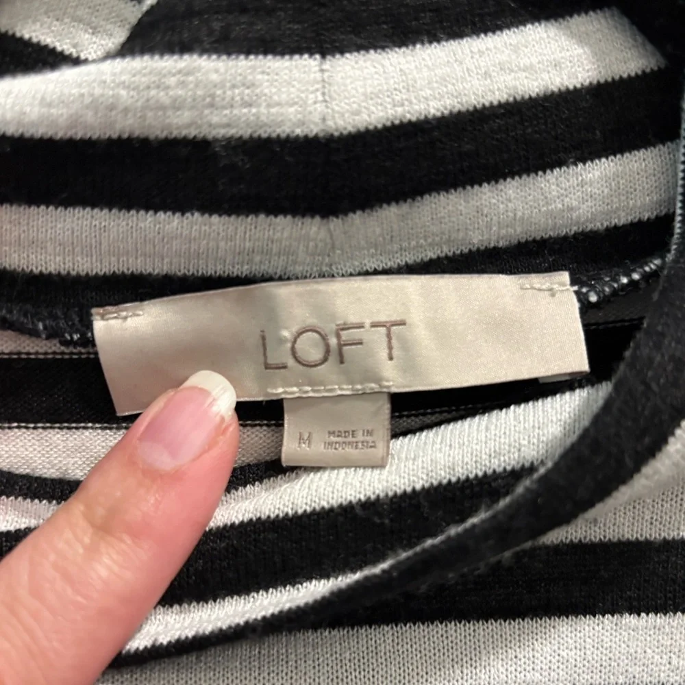 LOFT Black and White Striped Turtleneck Sweater Top, size M - Picture 3 of 6